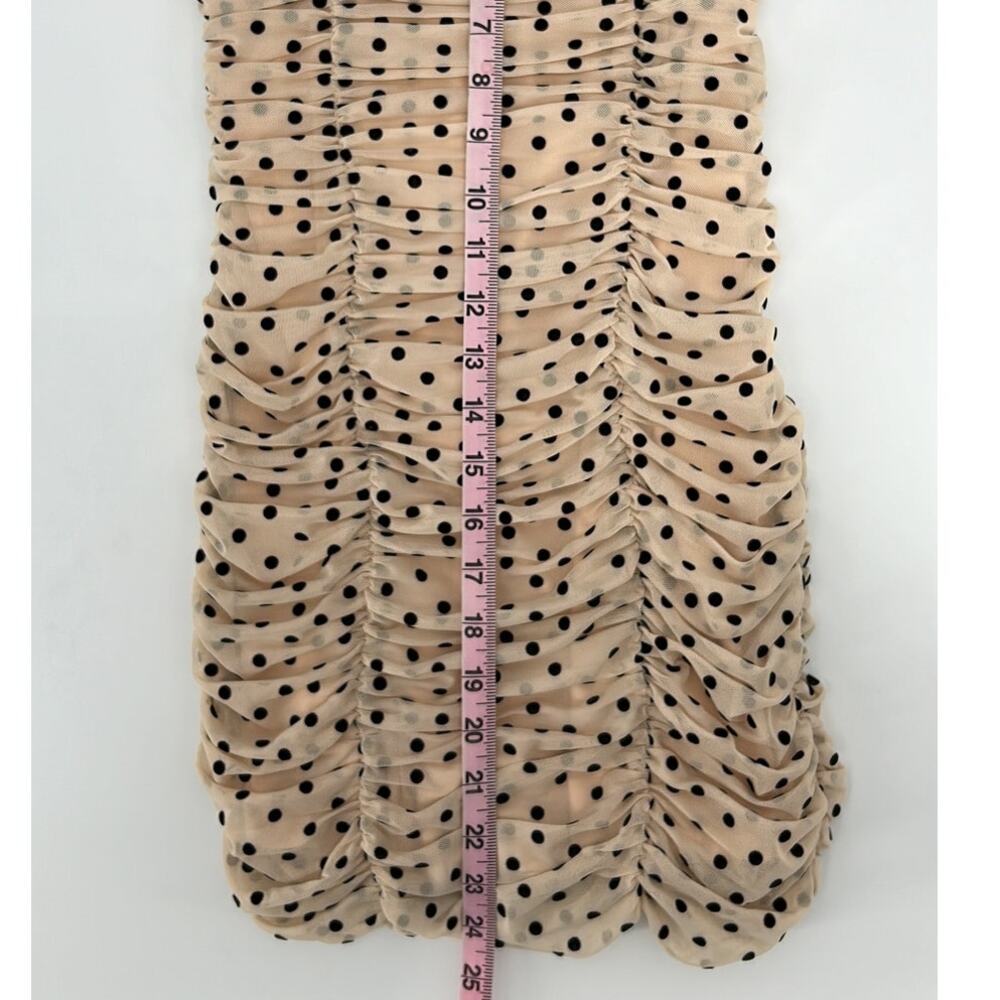 Re:named Bodycon Ruched Polka Dot Mini NYE Holiday Dress Nude Black Size Small - Picture 9 of 9